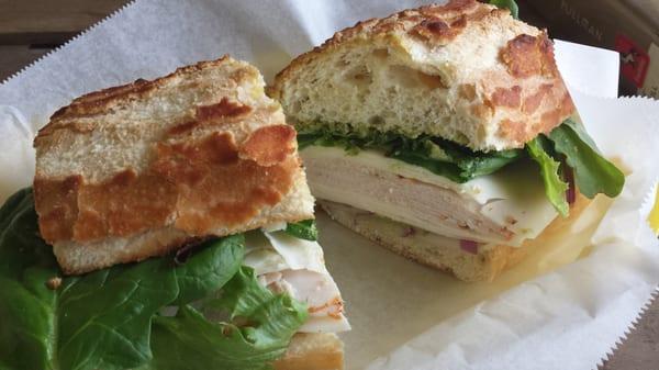 Turkey pesto sandwich.