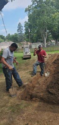 Digging up trench for sump pump/ water drain from downspout