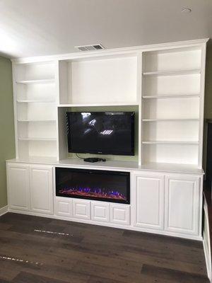 Custom wall unit with electric fireplace