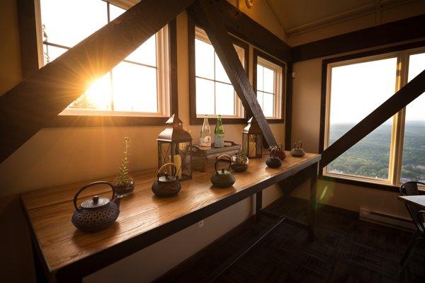 Traditional tonkotsu broth kettles from Japan add to the atmosphere.