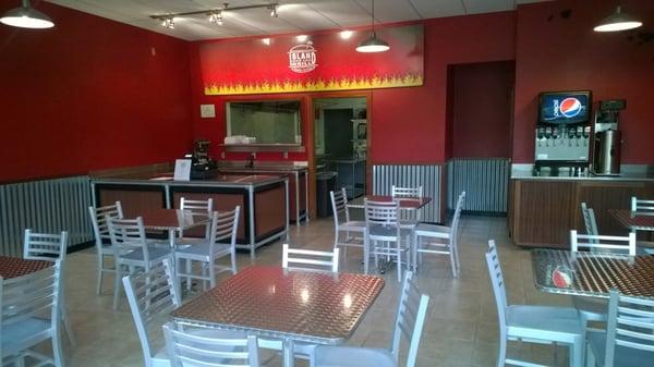 Our brand new dining room.  Notice that you can see in our kitchen.  We have nothing to hide!