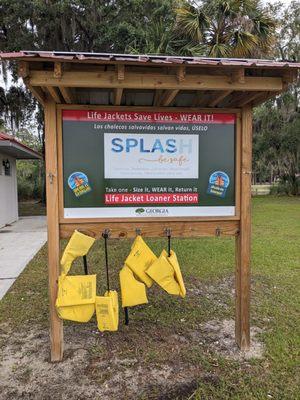 Loaner life vests at Blythe Island Regional Park, Brunswick