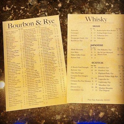 Bourbon menu