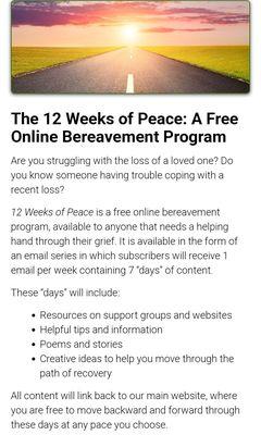 The last email I received informing me of an online bereavement program.