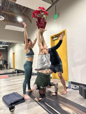 Headstand and plant hold!