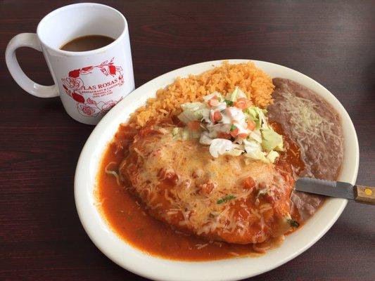 Chile relleno  and coffee