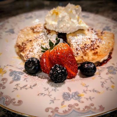 Crepes with Lemon Ricotta and Mixed Berry compote