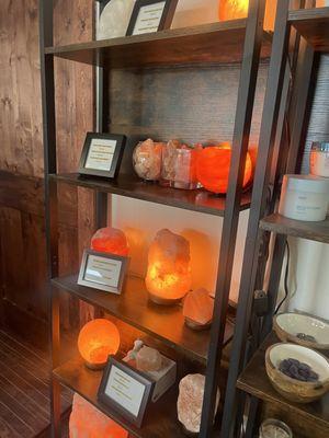 Lots of cute salt lamps for sale as well