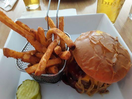 Crispy fries and Cowboy burger