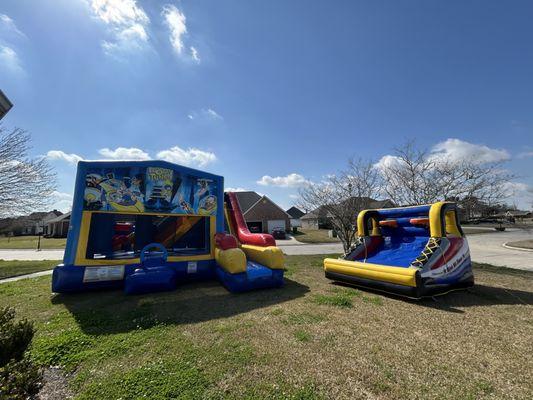 Looney Tunes 7in1 combo bounce house and an inflatable basketball shooting game rental Laplace LA. 
#inflatablerentals
#bouncehouserentals