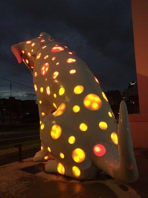 8/20/16. Saturday night!! Art the Dog guards the exterior on a very rainy evening!!