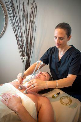 Tuning fork facial to heal the body