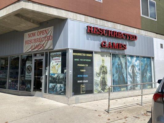 Storefront entrance. Parking in downtown is challenging.