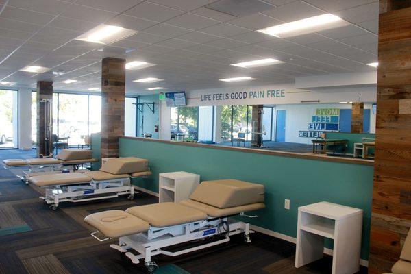 Spacious gym area for treatment and guided personalized exercise programs.