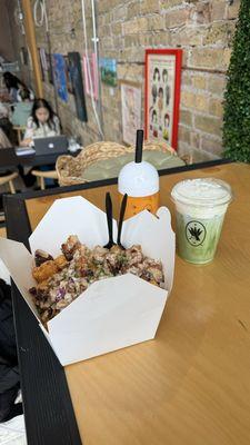 Sisig tots, matcha