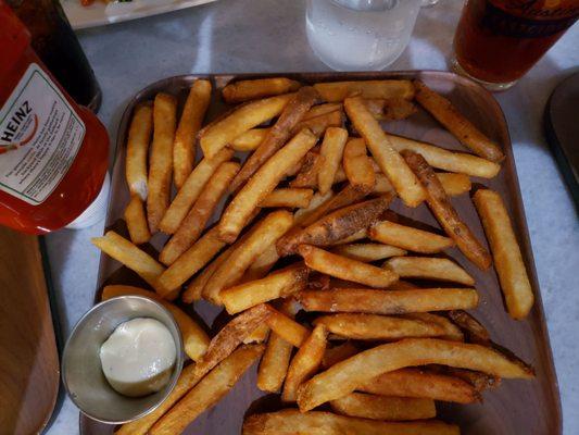 Great fries.  This is the large tray.  We could not finish it.