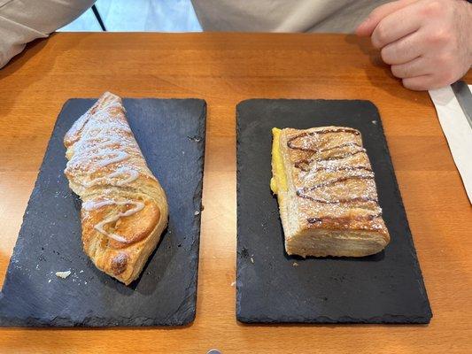 Cheese danish and Boston cream danish