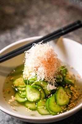 Sunomono: Sweet Pickled Cucumbers, Garlic, Bonito Flakes