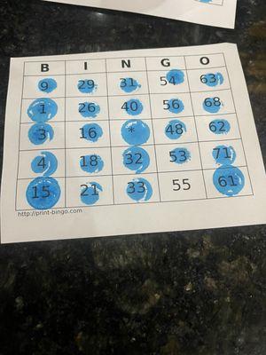 Me losing at Wednesday night bingo