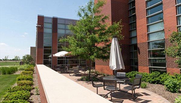 Outside patio to study or eat.