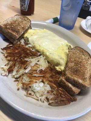 Veggie omelette with wheat toast