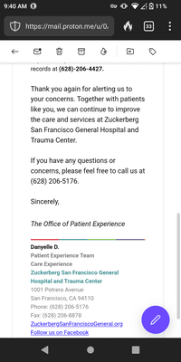 Official response from Zuckerberg General Hospital & the refusal to provide the information as requested page 3/3