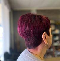 Magenta color & cut by stylist Tracy Evertz