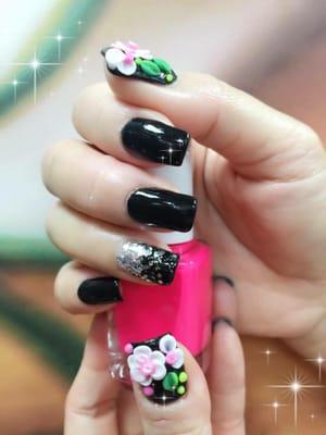 Gel color w 3D flower