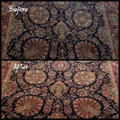 Area rug cleaning - rug was submerged and thoroughly cleaned. Always check for colors that run and treat accordingly.