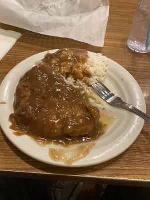 Cold food smothered in gravy.