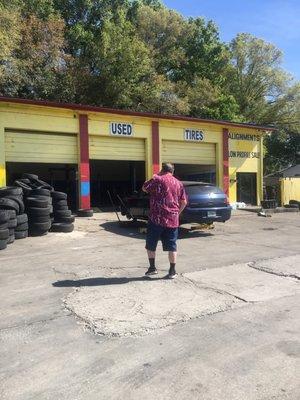 The man put our new tires on for us for a great price.