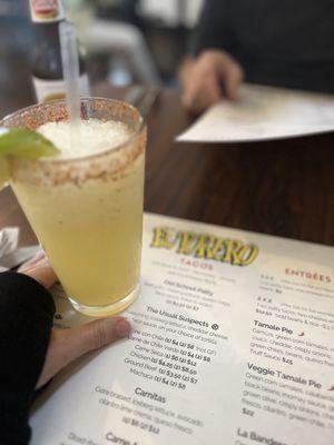 Margarita and menu