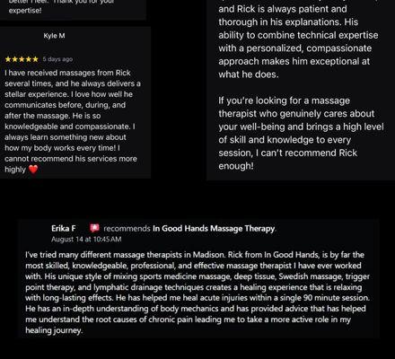 What other people have to say about In Good Hands Massage Therapy