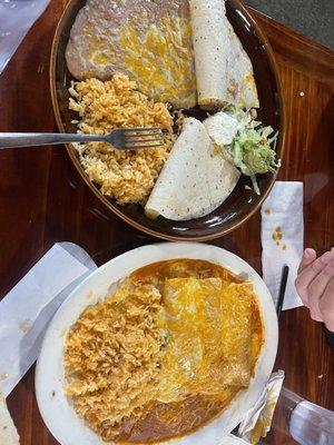 Chicken quesadilla meal & chicken enchiladas