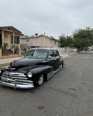 1948 Chevy 4 door German helmet