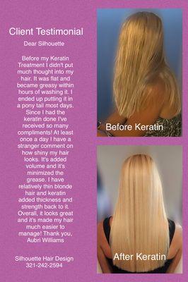 Before & After Keratin Treatment by Barbie at Silhouette Hair Design
 Melbourne Florida
  32935