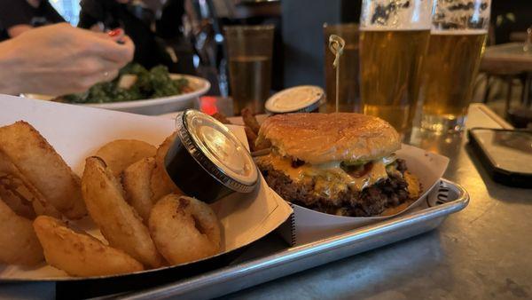 Triple Smash, Frickles, and Onion Rings @ Gotham, Greenpoint, Brooklyn, NYC