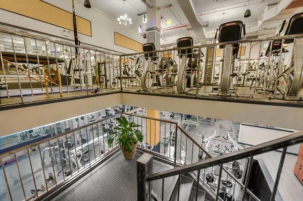 Large Park Slope gym with spacious layout and modern design and ample equipment.