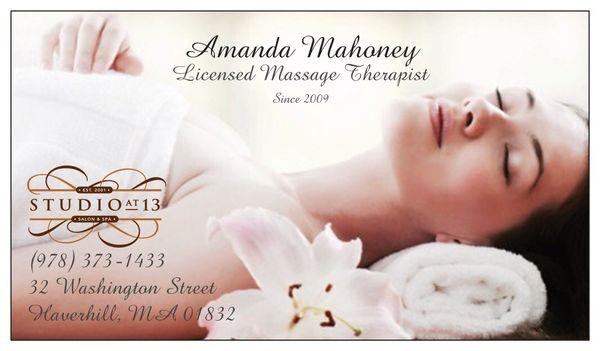 Please come on in and receive 20% off your first massage with Amanda!