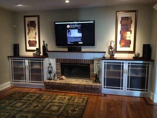 Home Theater cabinets & mantle.  Work included all woodworking and technology