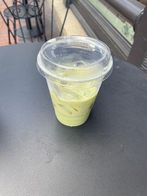 iced matcha latte with oat milk