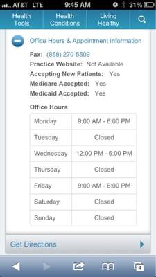 Hours of operation for pb office