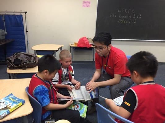 Small group time during Awana