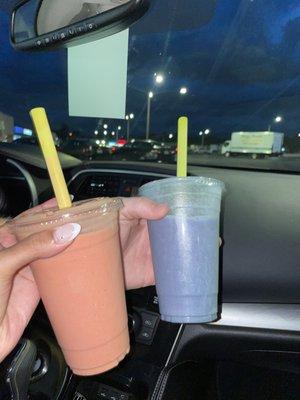 Sunset smoothie and blue jay smoothie