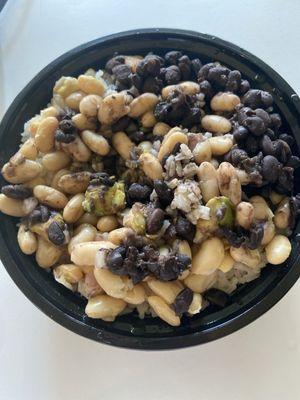 White bean, avocado and black beans with rice