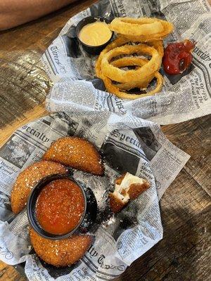 Fried Mozzarella and onion rings