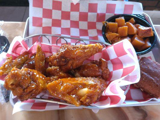 Finger lickin good sweet Tai wings and candy yams