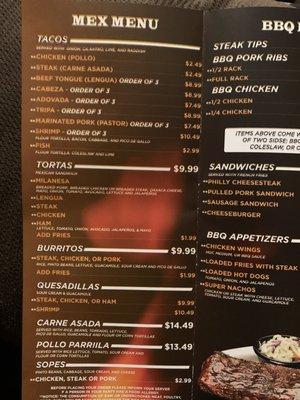 Mex Menu