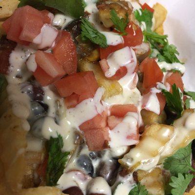 Loaded fries with veggie chili