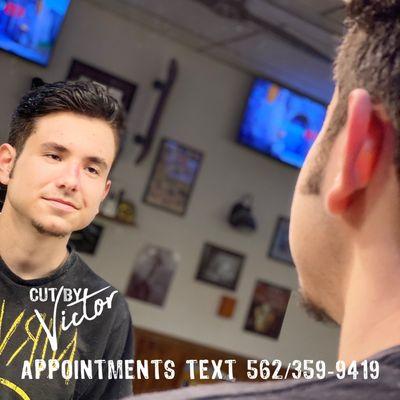 Cut by Victor text for appointment 562/359-9419